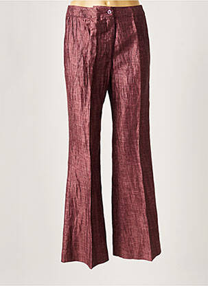 Pantalon large taille à pinces taille haute rouge CLAUDE BAUER femme