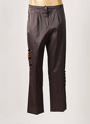 Pantalon droit stretch taille haute marron JEAN DELFIN femme