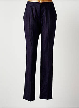 Pantalon chino fermeture zippée sous rabat avec crochet taille normale bleu INES DE LA FRESSANGE femme