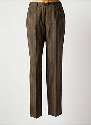 Pantalon chino fermeture zippée sous rabat boutonné taille normale marron CLAUDE BAUER femme