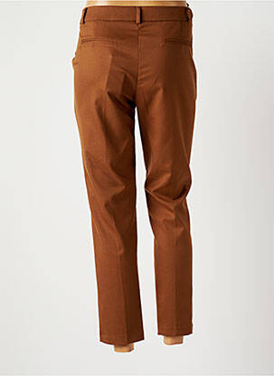 Pantalon 7/8 fermeture zippée sous rabat avec crochet taille normale marron LA PETITE FRANCAISE femme