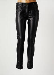 Pantalon slim stretch taille haute noir MENSI COLLEZIONE femme