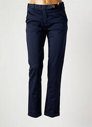 Pantalon chino tissage popeline taille normale bleu MDP femme