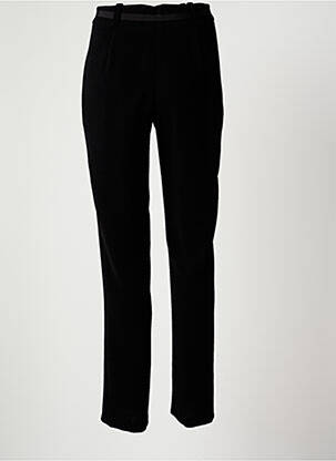 Pantalon large tissage crêpe taille haute noir CHRISTINE LAURE femme