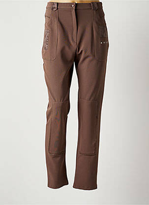 Pantalon slim stretch taille normale marron CHRISTINE LAURE femme