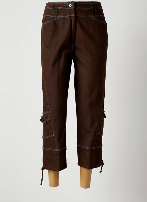 Pantacourt stretch taille normale marron CHRISTINE LAURE femme