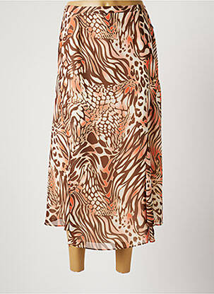 Jupe longue tissage crêpe orange CLAUDE BAUER femme