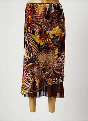 Jupe longue imprimé fantaisie marron JEAN DELFIN femme
