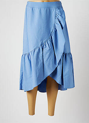 Jupe mi-longue fermeture zip latéral bleu HARMONY femme