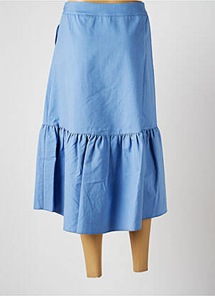 Jupe mi-longue fermeture zip latéral bleu HARMONY femme