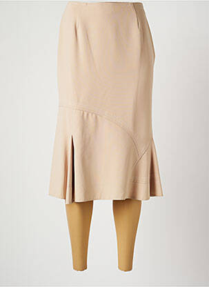 Jupe mi-longue fermeture zip latéral beige CHRISTINE LAURE femme