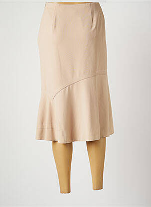 Jupe mi-longue fermeture zip latéral beige CHRISTINE LAURE femme