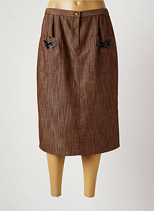Jupe mi-longue stretch marron BRIGITTE SAGET femme