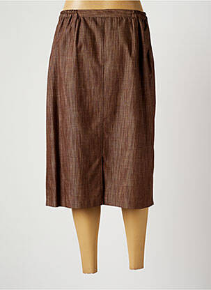 Jupe mi-longue stretch marron BRIGITTE SAGET femme
