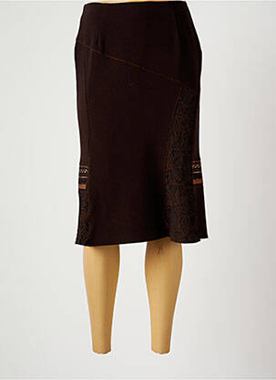 Jupe mi-longue taille normale marron CHRISTINE LAURE femme