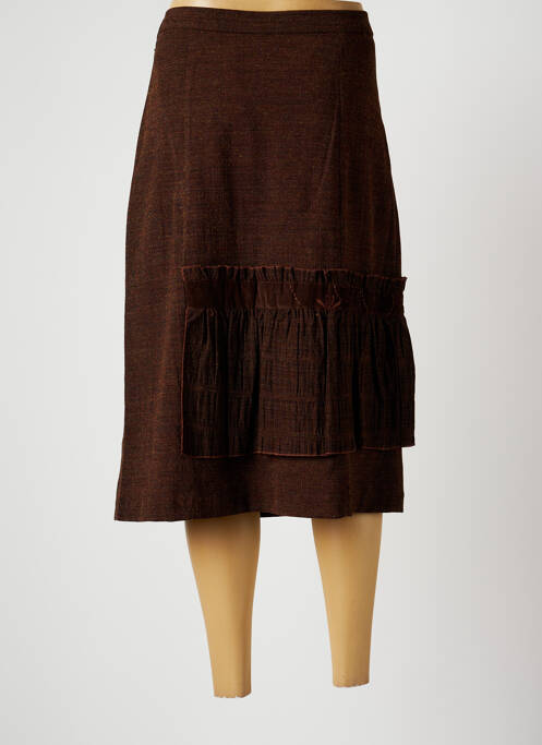 Jupe mi-longue marron CHRISTINE LAURE pour femme