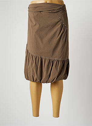 Jupe mi-longue stretch marron CHRISTINE LAURE femme