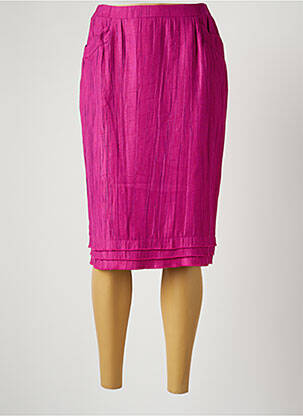 Jupe mi-longue taille haute rose CHRISTINE LAURE femme