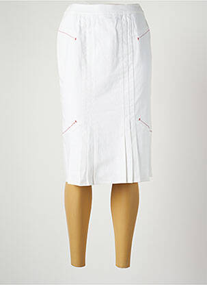 Jupe mi-longue taille haute blanc CHRISTINE LAURE femme