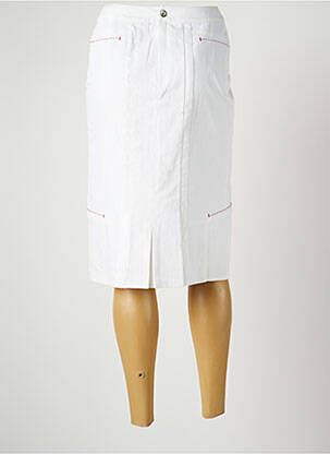 Jupe mi-longue stretch blanc CHRISTINE LAURE femme