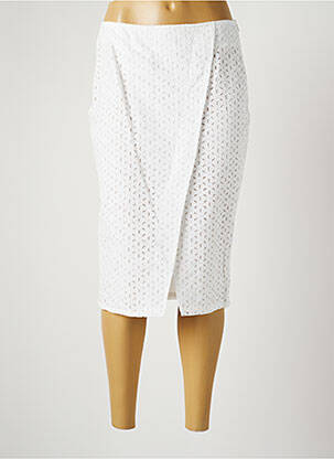 Jupe mi-longue taille à pinces blanc HARMONY femme