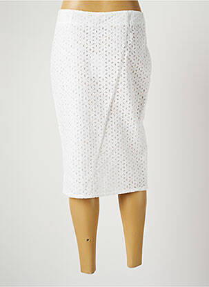 Jupe mi-longue taille à pinces blanc HARMONY femme