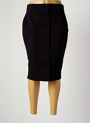 Jupe mi-longue taille à pinces noir HARMONY femme