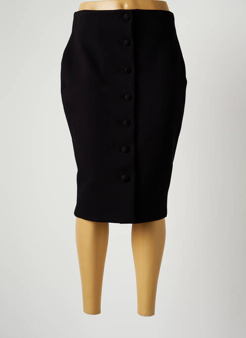 Jupe mi-longue taille à pinces noir HARMONY femme