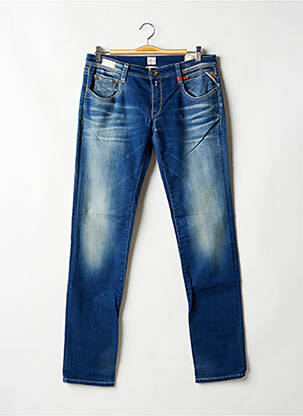 Jeans coupe slim broderie rivets taille basse bleu REPLAY femme