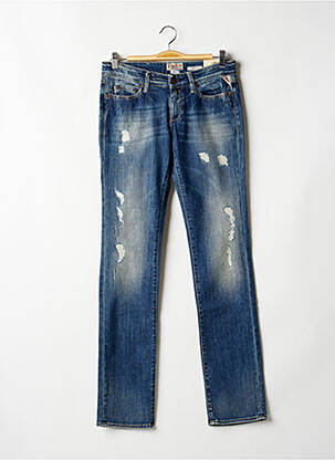 Jeans coupe droite broderie rivets taille basse bleu REPLAY femme