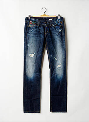 Jeans coupe droite broderie rivets taille basse bleu REPLAY femme