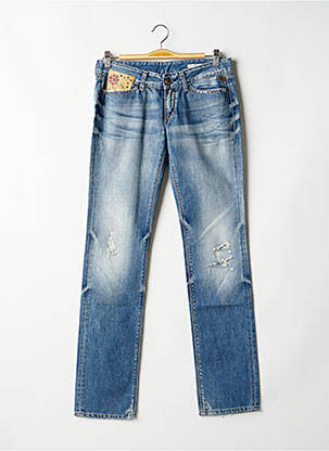 Jeans coupe droite broderie rivets taille basse bleu REPLAY femme