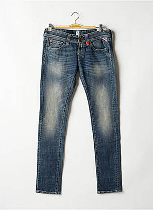 Jeans coupe slim broderie rivets taille basse bleu REPLAY femme