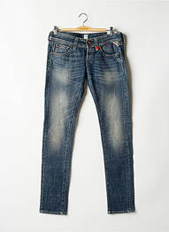 Jeans coupe slim broderie rivets taille basse bleu REPLAY femme