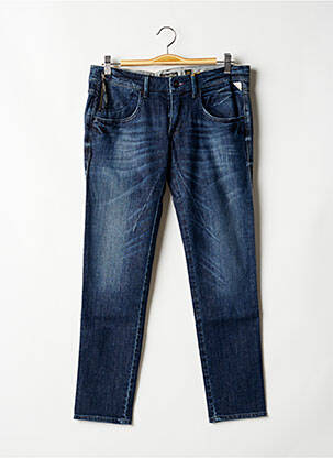 Pantalon 7/8 fermeture zippée sous rabat boutonné taille basse bleu REPLAY femme
