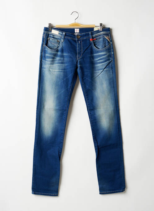 Jeans coupe slim broderie rivets taille basse bleu REPLAY femme