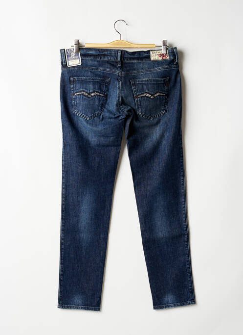 Pantalon 7/8 fermeture zippée sous rabat boutonné taille basse bleu REPLAY femme
