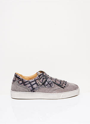 Baskets matière lisse talon plat jusqu'à 3cm gris SANTONI femme