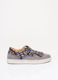 Baskets matière lisse talon plat jusqu'à 3cm gris SANTONI femme