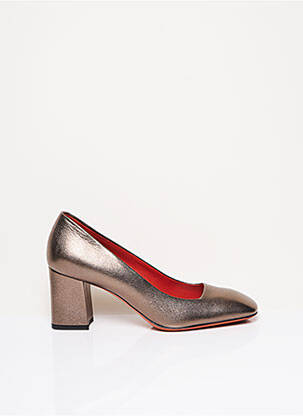 Escarpins matière lisse talon de 7 à 9cm marron SANTONI femme