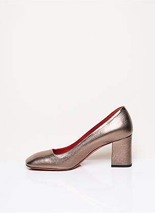 Escarpins matière lisse talon de 7 à 9cm marron SANTONI femme