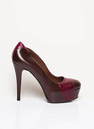 Escarpins tissage satiné talon haut de 10cm et plus marron FIORIFRANCESI femme