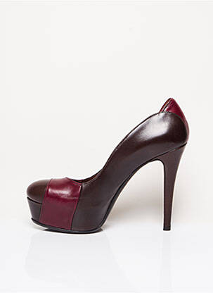 Escarpins tissage satiné talon haut de 10cm et plus marron FIORIFRANCESI femme