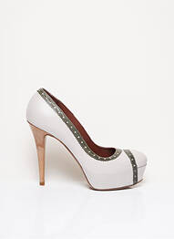 Escarpins tissage satiné talon haut de 10cm et plus gris FIORIFRANCESI femme