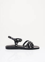 Sandales/nu pieds matière lisse talon plat jusqu'à 3cm noir WHAT FOR femme