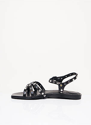 Sandales/nu pieds matière lisse talon plat jusqu'à 3cm noir WHAT FOR femme