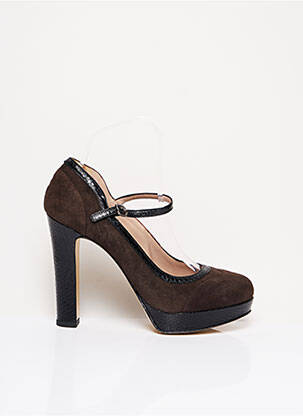 Escarpins fermeture boucle(s) talon haut de 10cm et plus marron GAIA D'ESTE femme