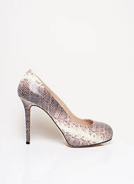 Escarpins tissage satiné talon haut de 10cm et plus beige GAIA D'ESTE femme