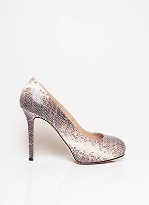 Escarpins tissage satiné talon haut de 10cm et plus beige GAIA D'ESTE femme