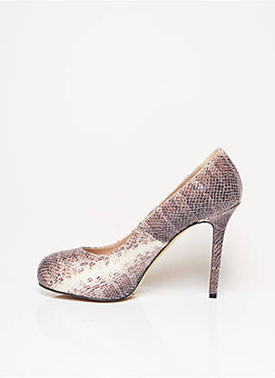 Escarpins tissage satiné talon haut de 10cm et plus beige GAIA D'ESTE femme